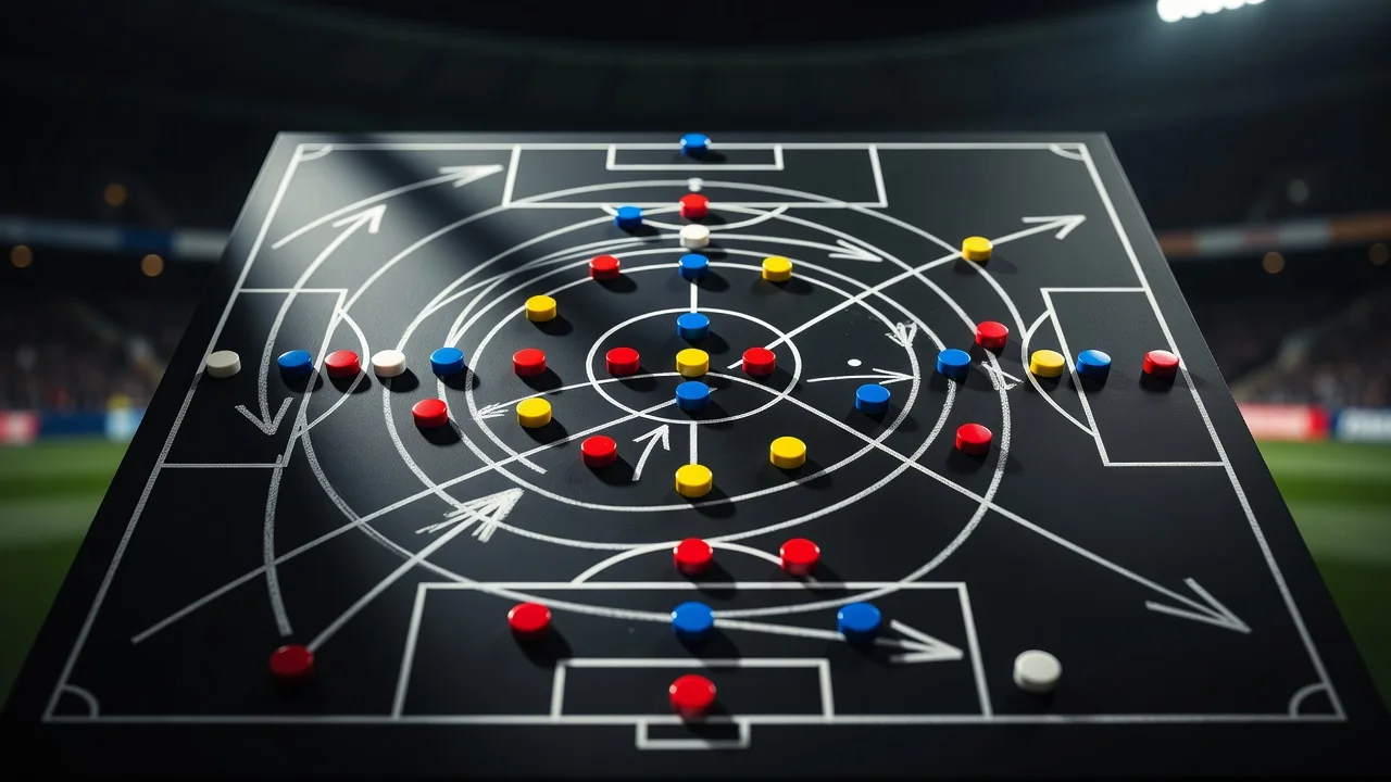Tactics board with magnets arranged in a formation